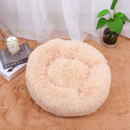 Plush Round Dog Bed Warm Winter Mat - NATUREA