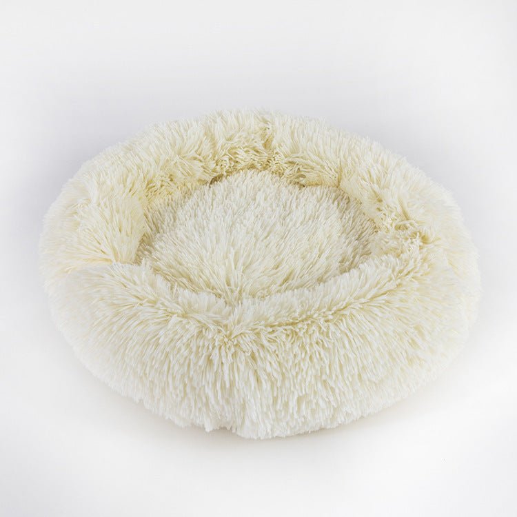 Plush Round Dog Bed Warm Winter Mat - NATUREA