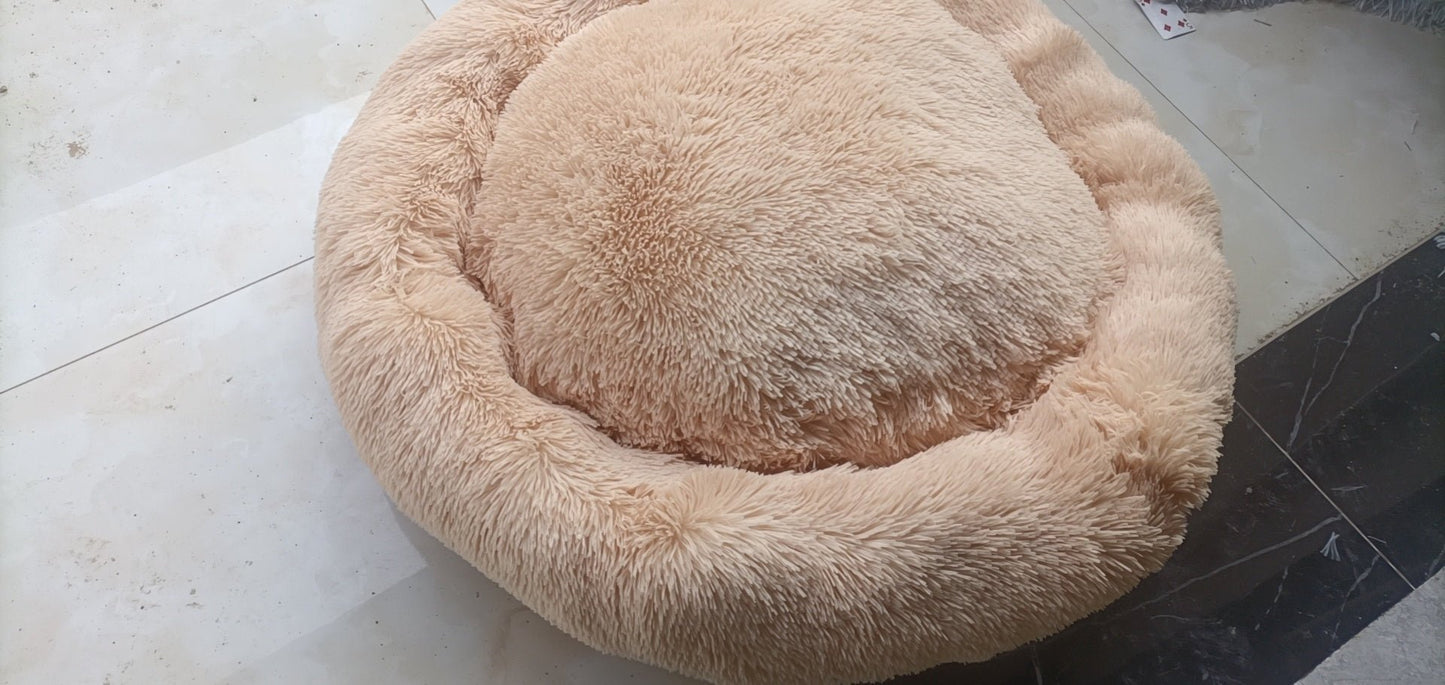 Plush Round Dog Bed Warm Winter Mat - NATUREA