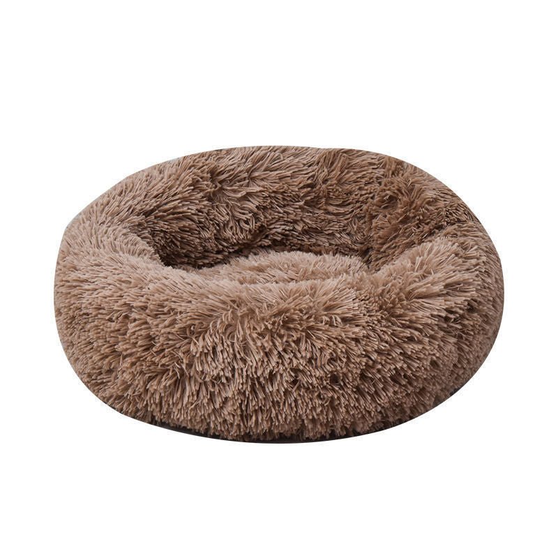 Plush Round Dog Bed Warm Winter Mat - NATUREA